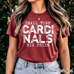 CARDINALS small town big pride spirit t-shirt, mascot team Spirit wear for baseball, football, great for teachers, Back to school, mom shirt