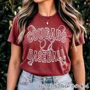 COUGARS baseball Custom spirit t-shirt, mascot team Spirit wear for baseball, great for teachers, baseball mom shirt,