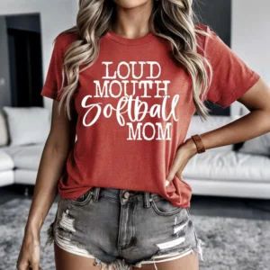 Loud mouth Softball mom Custom spirit t-shirt, mascot team Spirit wear for softball, softball mama, custom softball shirt, softball mama
