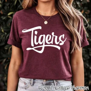 TIGERS script spirit t-shirt, mascot team Spirit wear for baseball, baseball mom shirt, football shirt, teacher shirt