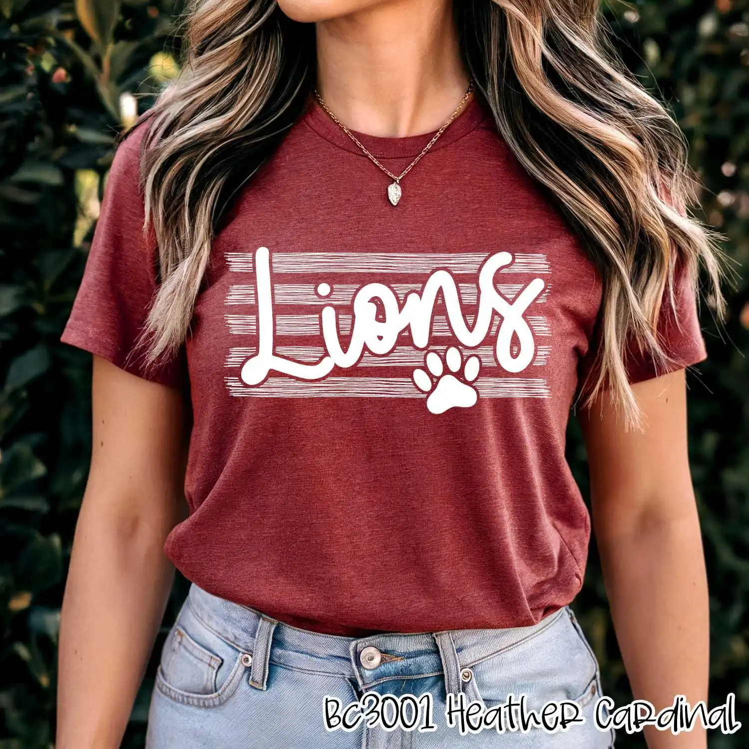 LIONS on stripes spirit t-shirt, mascot team Spirit wear for baseball, baseball mom shirt, football shirt, teacher shirt