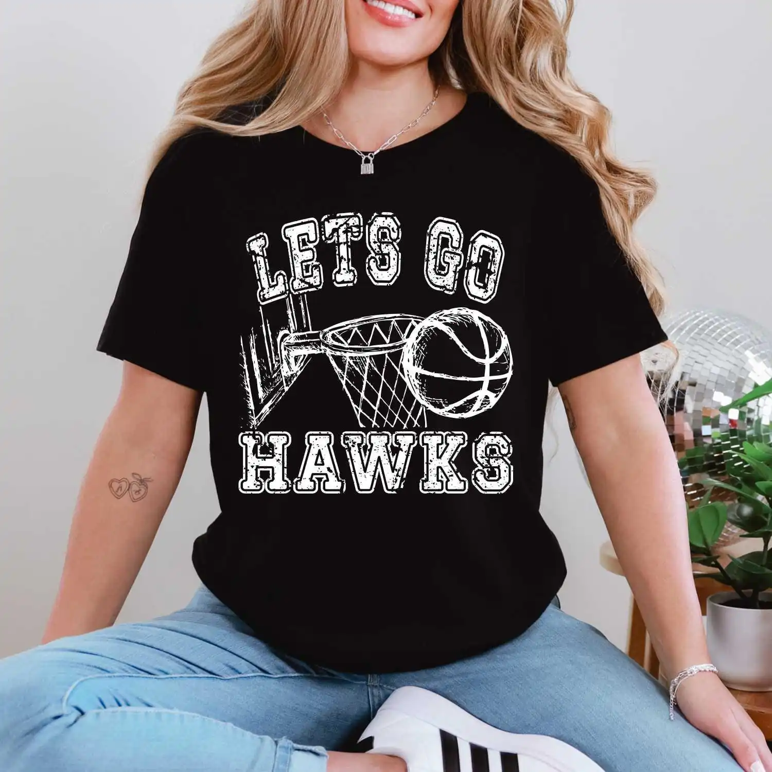 Lets Go HAWKS BASKETBALL spirit t-shirt, mascot team Spirit wear for basketball, basketball mom shirt, basketball shirt, teacher shirt