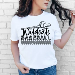 WILDCATS baseball Custom spirit t-shirt, mascot team Spirit wear for baseball, great for teachers, baseball mom shirt