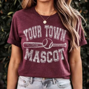 CUSTOM mascot ball mom, Custom spirit t-shirt, mascot team Spirit wear for baseball, great for teachers, softball mom shirt, YOU PICK