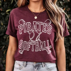 PIRATES softball Custom spirit t-shirt, mascot team Spirit wear for softball, great for teachers, softball mom shirt,