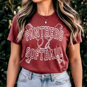 PANTHERS softball Custom spirit t-shirt, mascot team Spirit wear for softball, great for teachers, softball mom shirt,