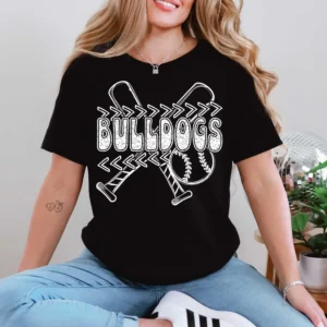 BULLDOGS baseball, team spirit mascot shirt, Spirit wear for baseball, softball, polka dot, great for teachers, baseball mom shirt