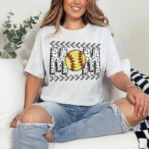 Softball mom t-shirt, team spirit mascot shirt, Spirit wear for softball, polka dot, softball shirt