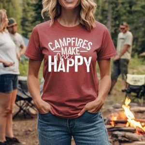 Campfires make me happy t-shirt, Camping shirt, camping adventures, vacation shirt, family vacation shirt, summer camp shirt, summer shirt