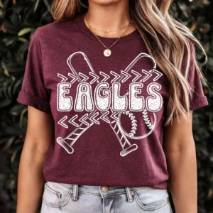 EAGLES baseball, team spirit mascot shirt, Spirit wear for baseball, softball, polka dot, great for teachers, baseball mom shirt