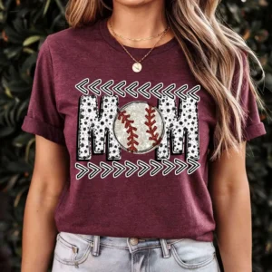 Baseball mom t-shirt, team spirit mascot shirt, Spirit wear for softball, polka dot, baseball shirt