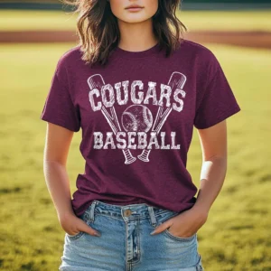 Cougars baseball Custom spirit t-shirt, mascot team Spirit wear for baseball, great for teachers, baseball mom shirt,