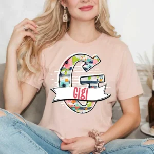 Gigi personalized initial shirt, Mothers Day gift, New mom shirt, Grandma shirt, Custom mothers day gift, Mama t-shirt