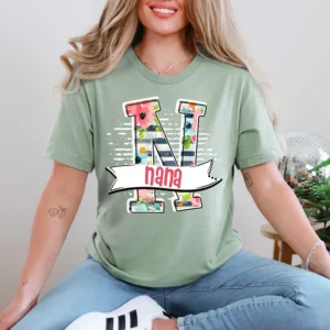 Nana personalized initial shirt, Mothers Day gift, New mom shirt, Grandma shirt, Custom mothers day gift, Mama t-shirt