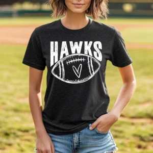 HAWKS football spirit t-shirt, mascot team Spirit wear for football, football mom shirt, baseball shirt, mom shirt