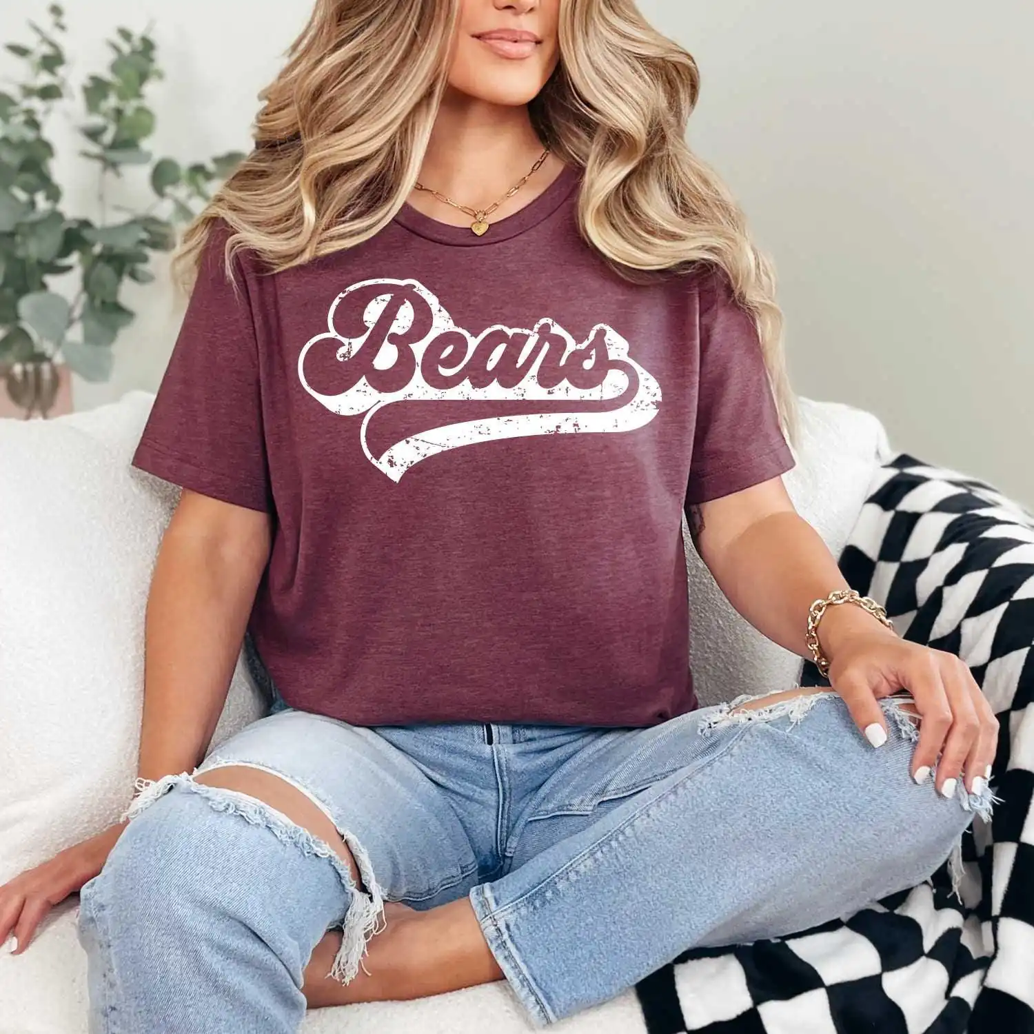 BEARS retro script spirit t-shirt, mascot team Spirit wear for baseball, baseball mom shirt, football shirt, teacher shirt