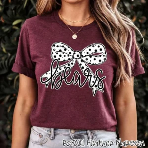 Bears Custom spirit t-shirt, mascot team Spirit wear for baseball, football, polka dot bow, great for teachers, Back to school, mom shirt