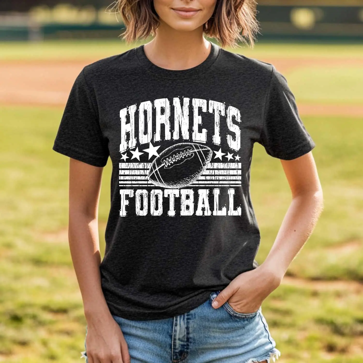 Hornets Custom spirit t-shirt, mascot team Spirit wear for football, polka dot bow, Back to school, football mom shirt