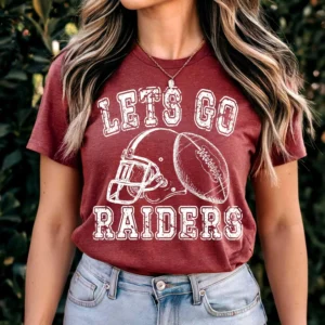 Let's go Raiders Custom spirit t-shirt, mascot team Spirit wear for football, Back to school, football mom shirt, black or white ink