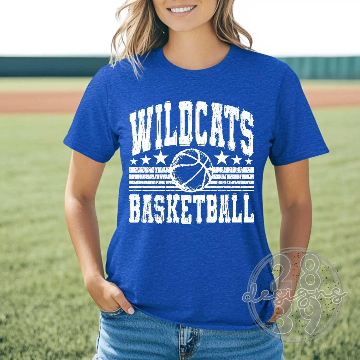 WILDCATS retro basketball spirit wear t-shirt, team apparel with custom mascot name, Ball mom shirt
