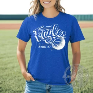 EAGLES basketball spirit wear t-shirt, team apparel with custom mascot name, Ball mom shirt